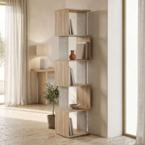 Библиотека Cubik sonoma - сиво-бежово мраморно покритие 35x30x161см