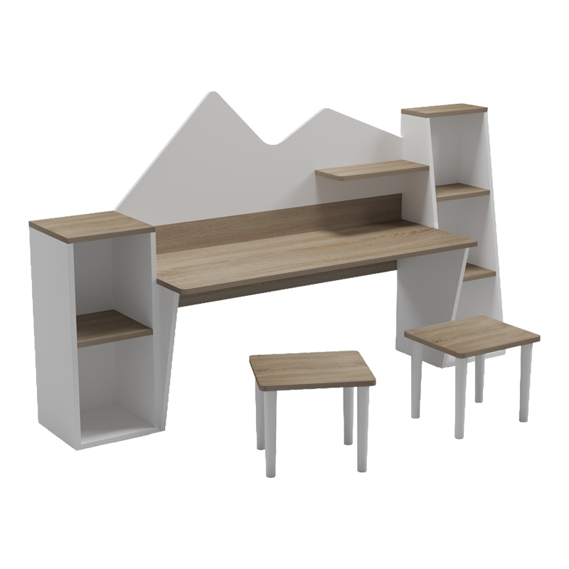 Детско бюро с табуретка Dualto sonoma-white 180x30x93.6см - Image 3