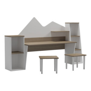 Детско бюро с табуретка Dualto sonoma-white 180x30x93.6см