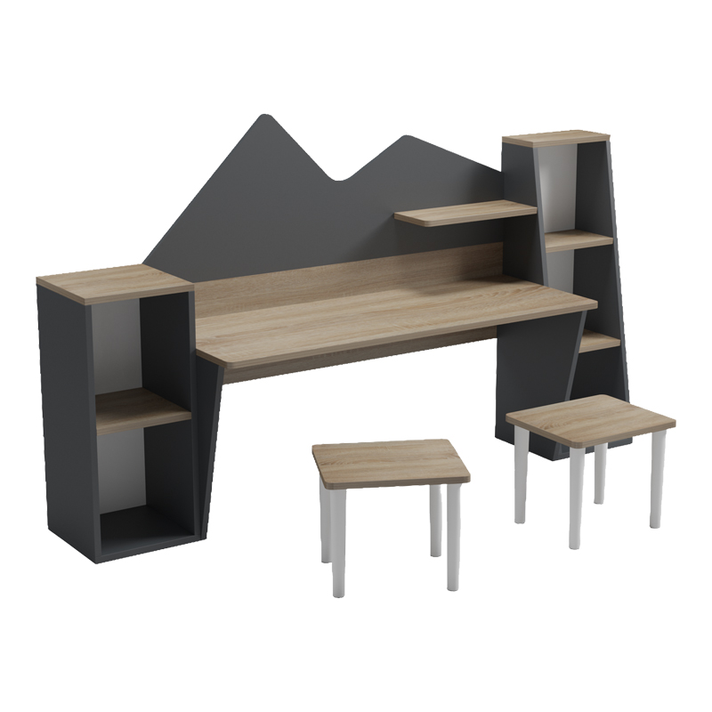 Детско бюро с табуретка Dualto sonoma-antracit 180x30x93.6см - Image 3
