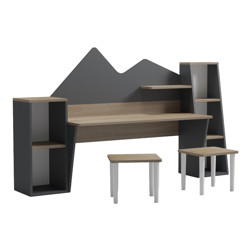 Детско бюро с табуретка Dualto sonoma-antracit 180x30x93.6см