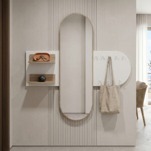 Закачалка за палта с огледало Baunty sonoma-white 125x11x122см