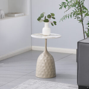Странична маса Amphora cappuccino метал - травертин с мраморна имитация Φ40x60см