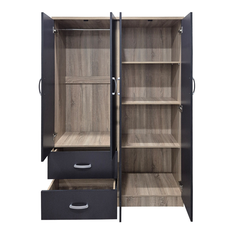 Гардероб с четири крила и 2 чекмеджета Athos антрацит-сонома 120.5x42x181см - Image 3