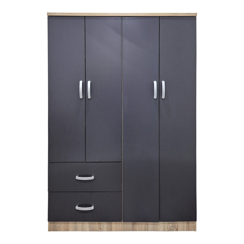 Гардероб с четири крила и 2 чекмеджета Athos антрацит-сонома 120.5x42x181см - Image 4