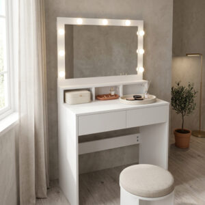 Шкаф за спалня Vanity с LED бял 80x40x140см