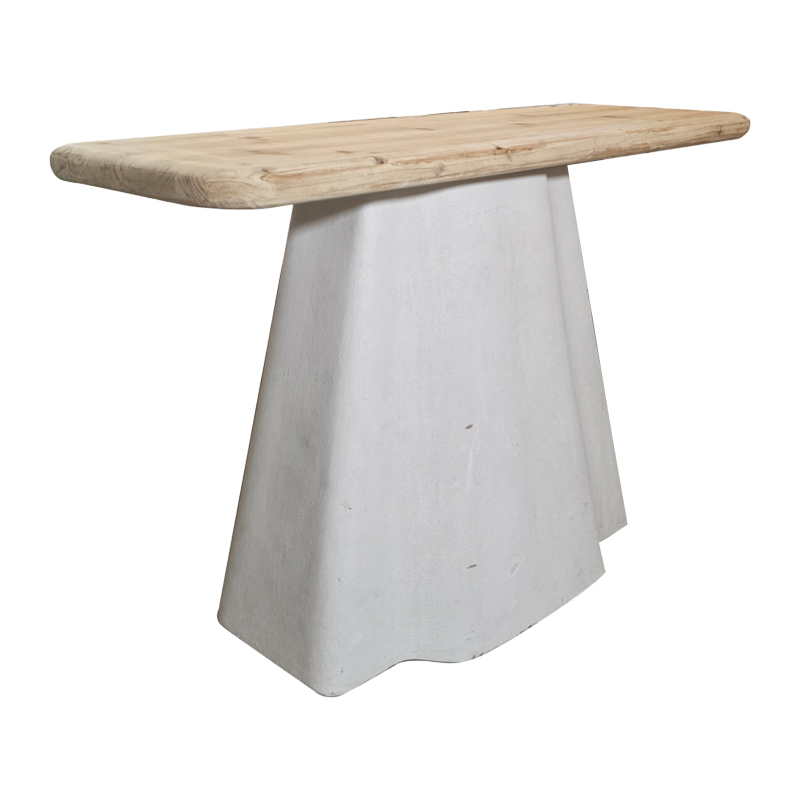 Конзола Loberta от ела - MDF в естествен почти бял нюанс 120x38x81см - Image 2