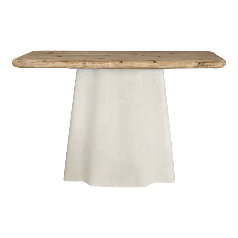 Конзола Loberta от ела - MDF в естествен почти бял нюанс 120x38x81см - Image 3