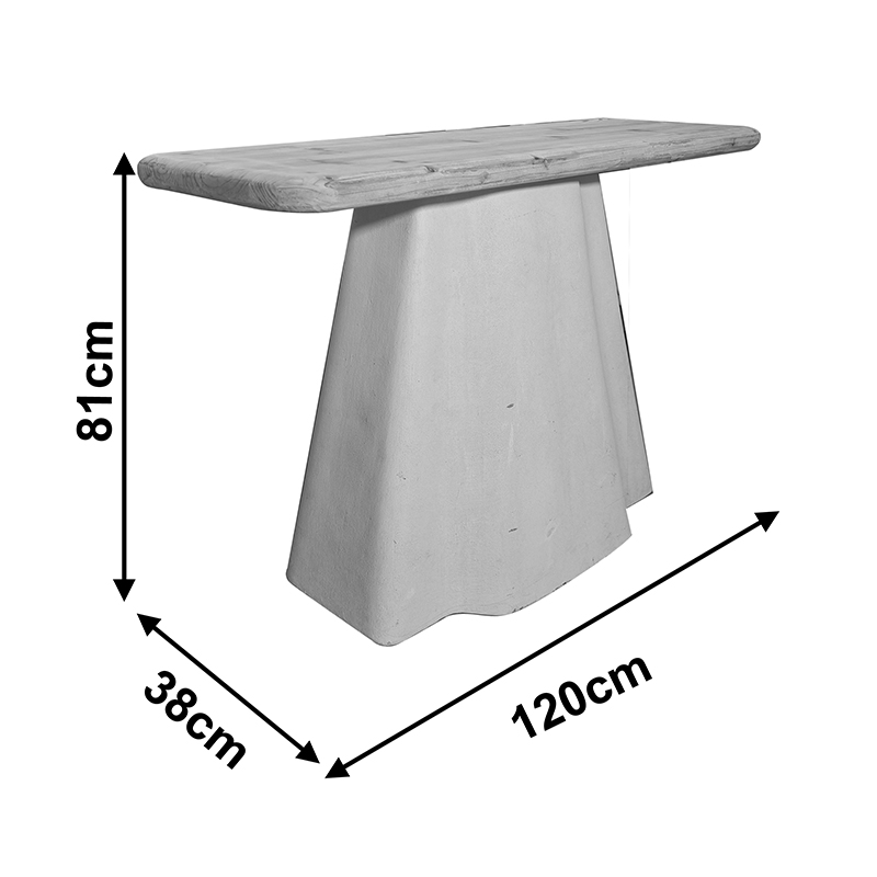 Конзола Loberta от ела - MDF в естествен почти бял нюанс 120x38x81см - Image 4
