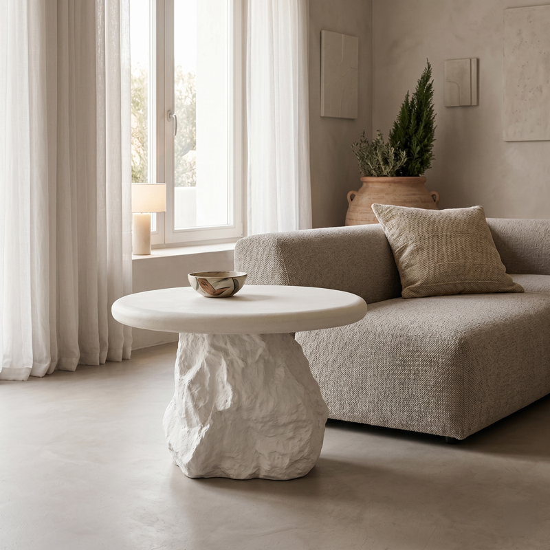 Странична маса Zinol mdf-полирезин бяла Φ58x41см