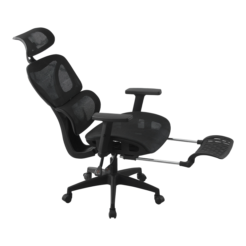 Мениджърски офис стол с поставка за крака Corus mesh черен 62x69x125-135см - Image 3