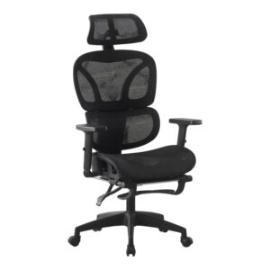 Мениджърски офис стол с поставка за крака Corus mesh черен 62x69x125-135см