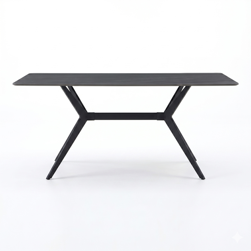 Маса Olivet MDF-пясъчник мраморна имитация-черен метален крак 180x90x76см - Image 2