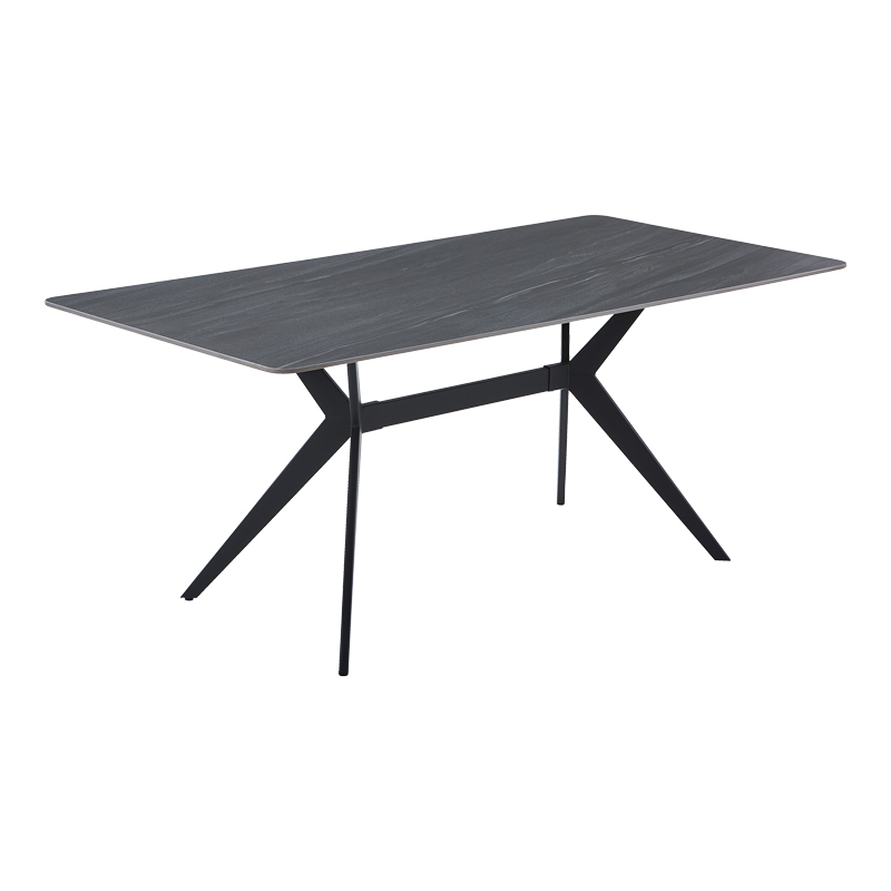 Маса Olivet MDF-пясъчник мраморна имитация-черен метален крак 180x90x76см