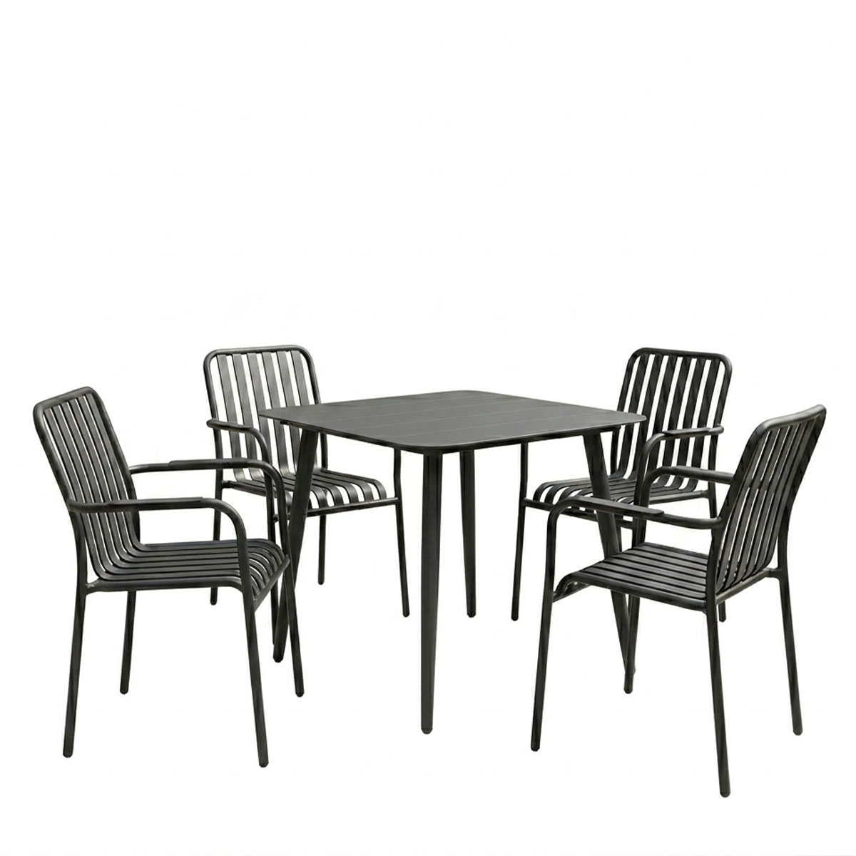Трапезна маса Heven Vista комплект от 5 части, черен алуминий 80x80x72см - Image 2