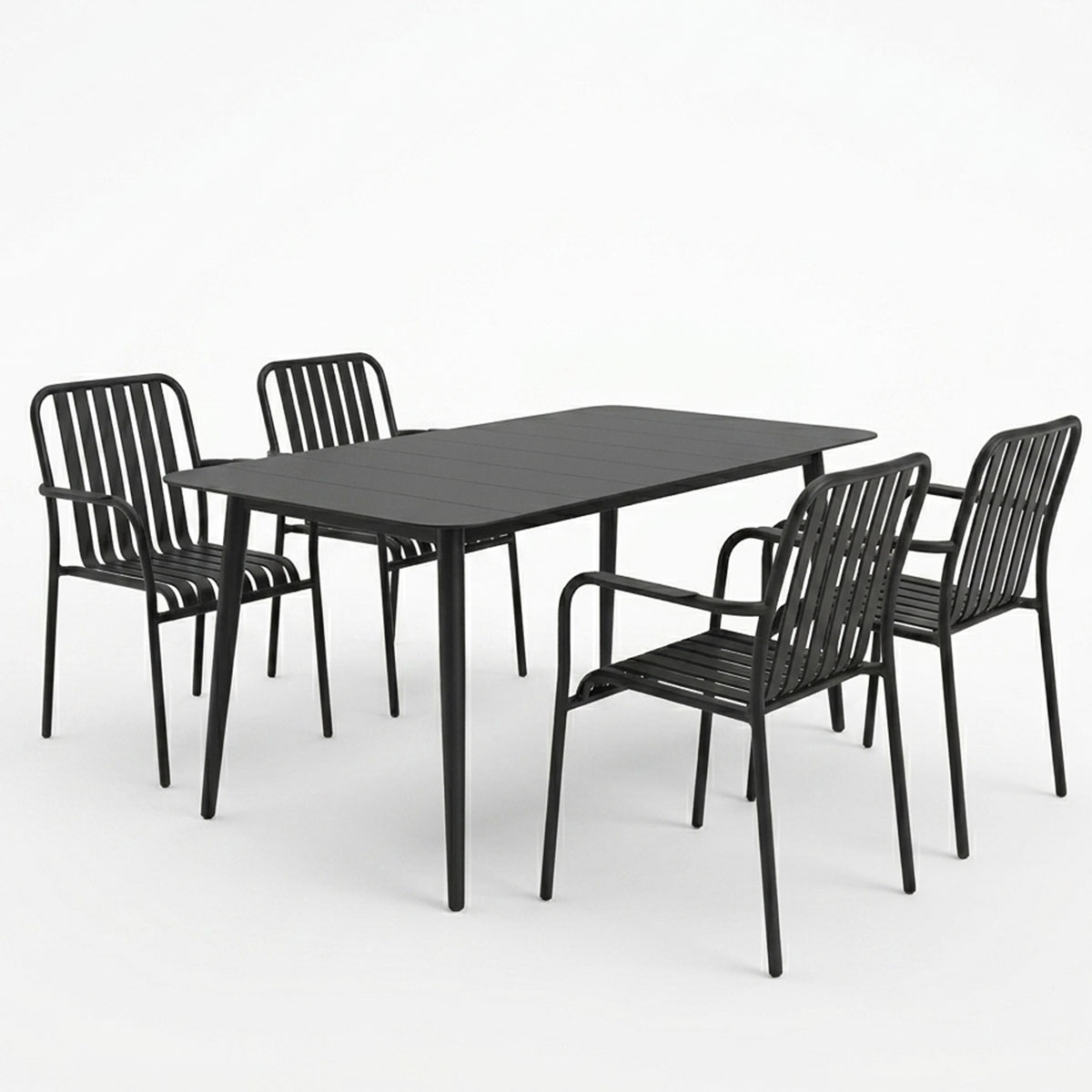 Трапезна маса Heven Vista комплект от 5 части, черен алуминий 120x70x72см - Image 2