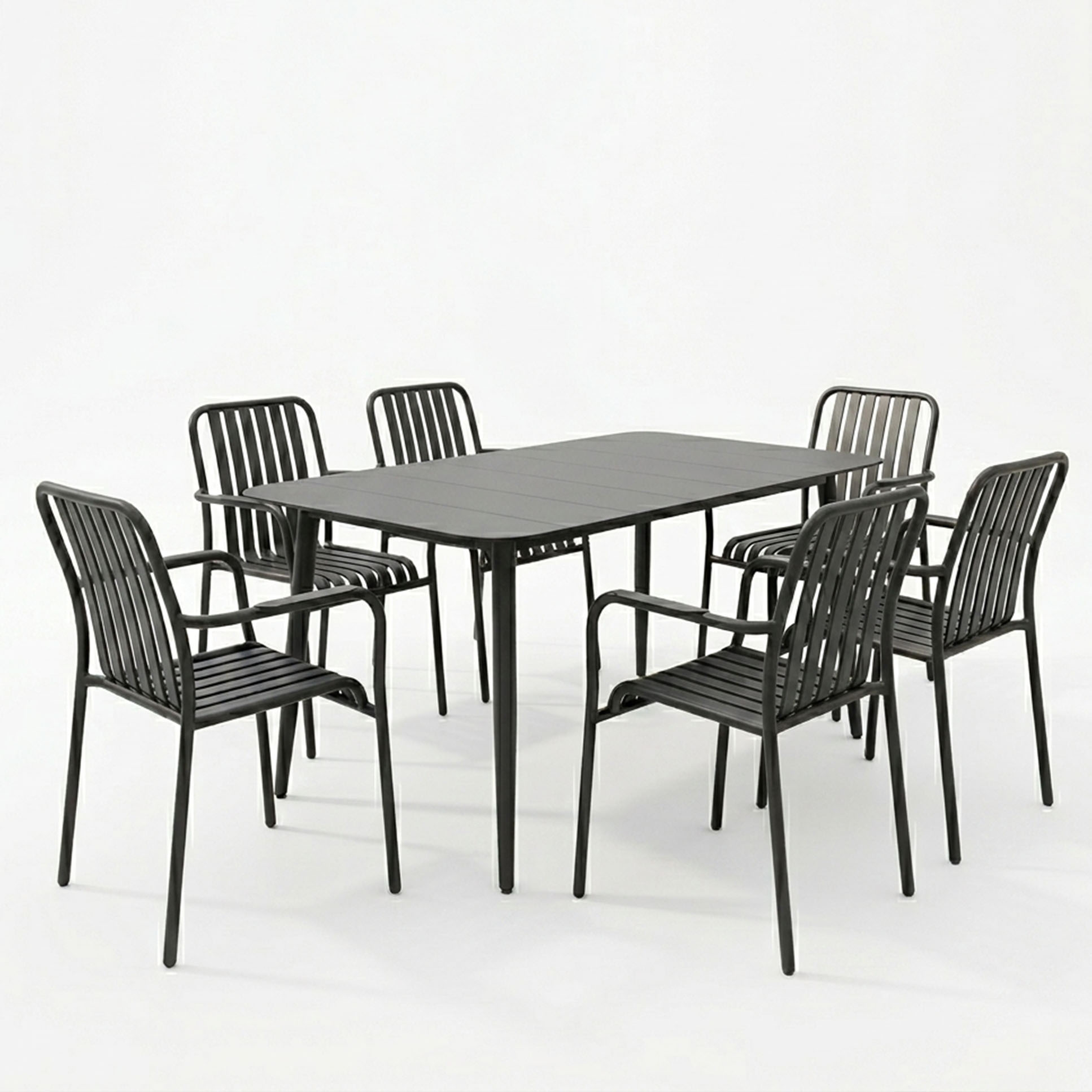 Трапезна маса Heven Vista комплект от 7 части, черен алуминий 120x70x72см - Image 2
