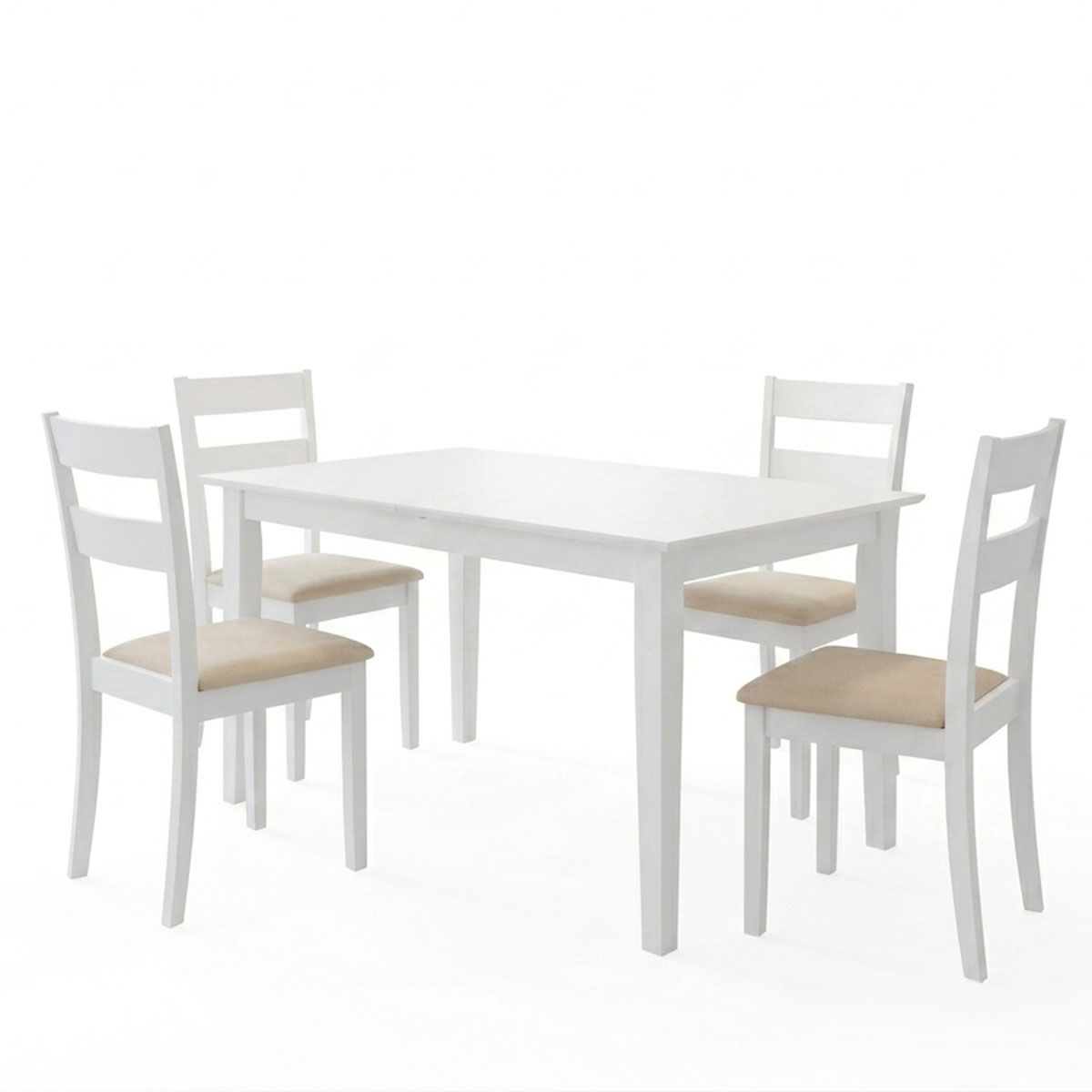 Трапезна маса Dallan Mabor 5 бр. бяло каучуково дърво 120-150x80x73.8 см - Image 2