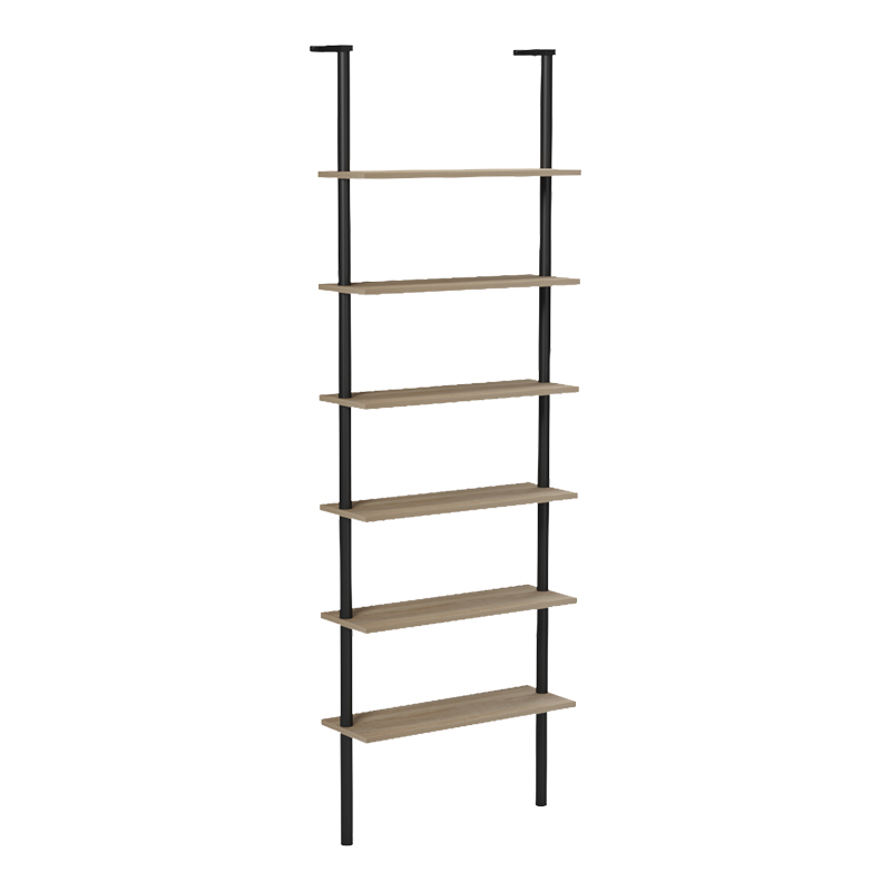 Стенен шкаф за книги Dimmo sonoma-черен метал 60x20x180см - Image 2