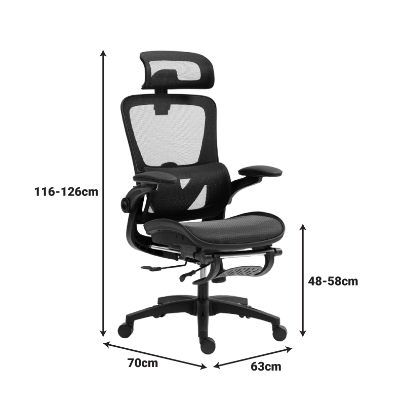 Офис стол Zenyk mesh черен 63x70x126 см - Image 14