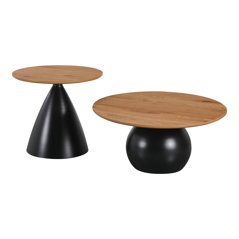 Холни масички Caple комплект от 2, черен метал-MDF в естествен нюанс - Image 2