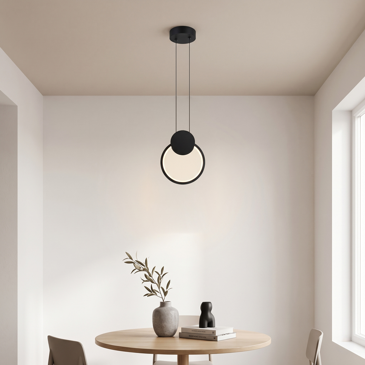 LED таванна лампа Ganden черна метална, Φ26.5x20см