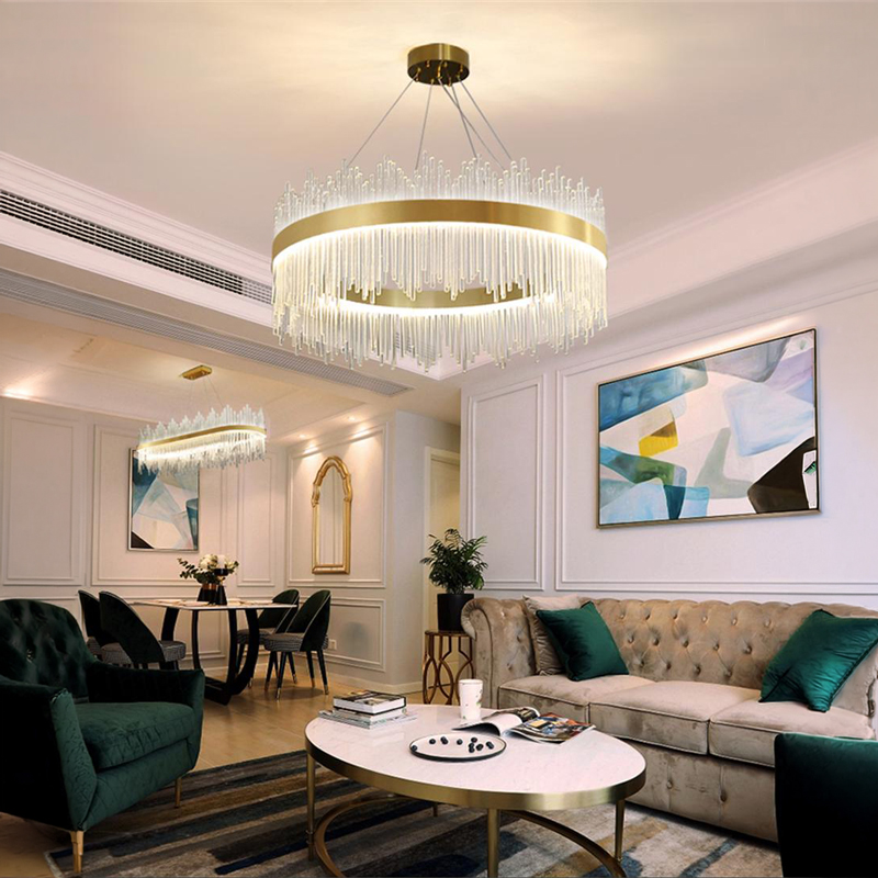 LED полилей за таван Crown със златен цвят и кристали Φ40x30см