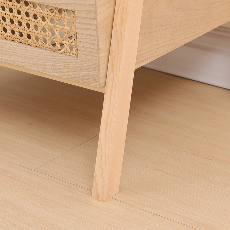 Стоящ на пода рафт 3-етажен Scandy MDF-ратан в естествен цвят 44x37x110см - Image 6
