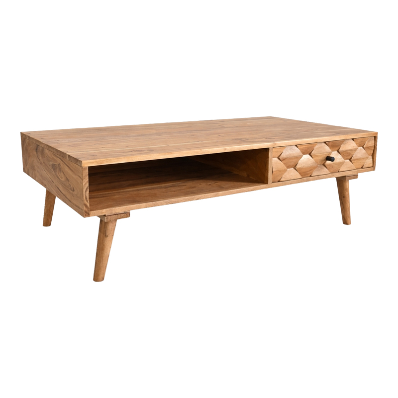 Холна маса Kaldio масивна акациева дървесина в естествен нюанс 120x60x40см - Image 2
