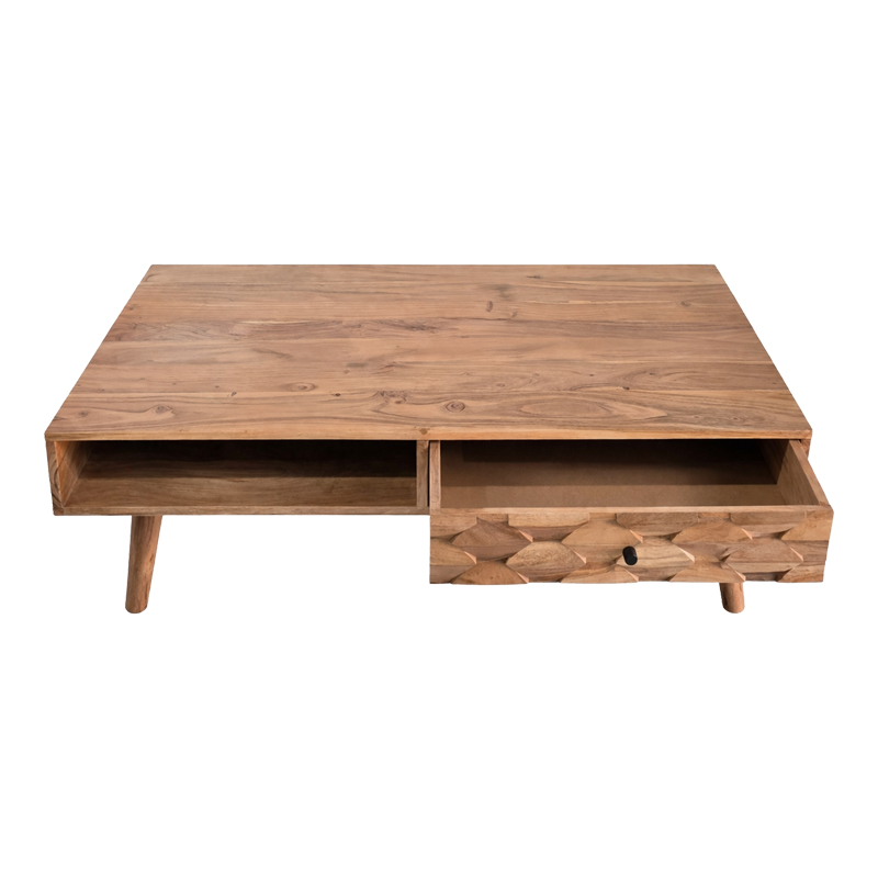 Холна маса Kaldio масивна акациева дървесина в естествен нюанс 120x60x40см - Image 3
