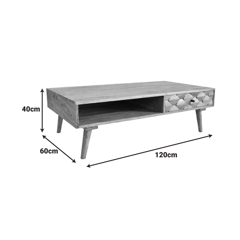Холна маса Kaldio масивна акациева дървесина в естествен нюанс 120x60x40см - Image 5