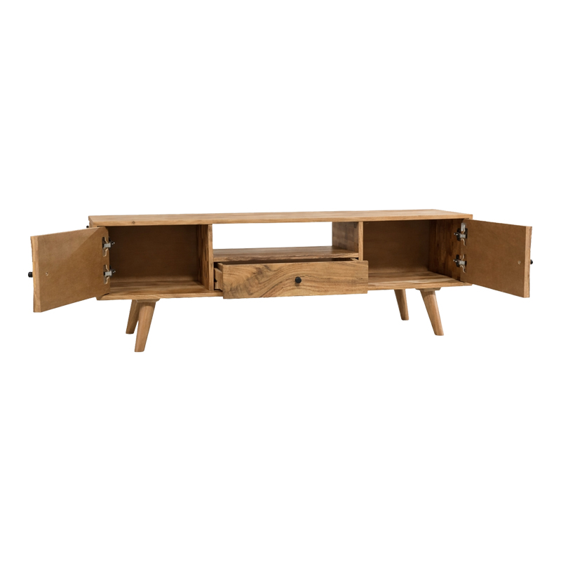 ТВ шкаф Firpo масивна акациева дървесина в естествен нюанс 130x35x45см - Image 2