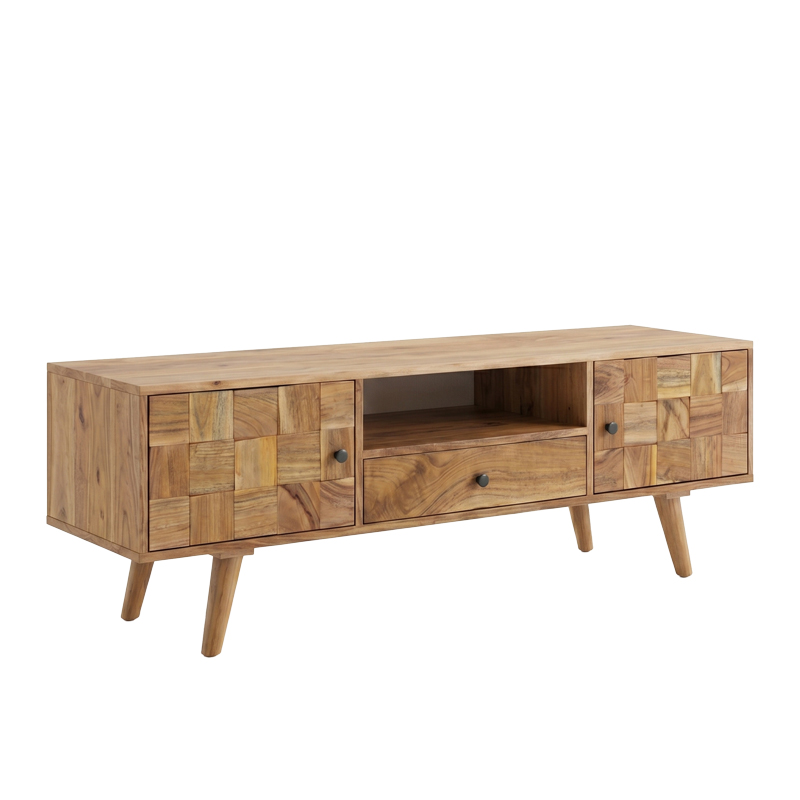 ТВ шкаф Firpo масивна акациева дървесина в естествен нюанс 130x35x45см - Image 3