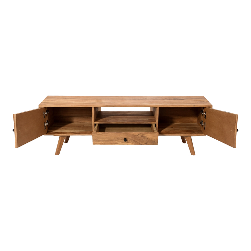 ТВ шкаф Firpo масивна акациева дървесина в естествен нюанс 130x35x45см - Image 5