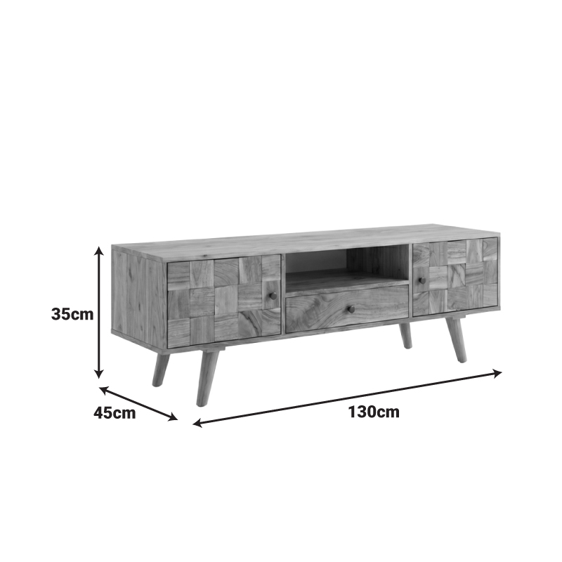 ТВ шкаф Firpo масивна акациева дървесина в естествен нюанс 130x35x45см - Image 6
