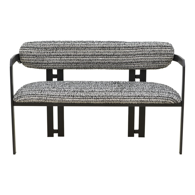 Двуместен диван Berdona черно-бял плат-черни метални крака 120x47x78см - Image 4
