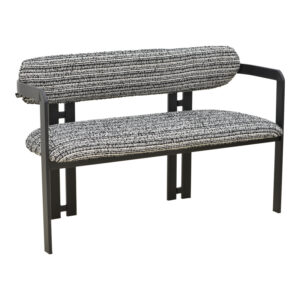 Двуместен диван Berdona черно-бял плат-черни метални крака 120x47x78см