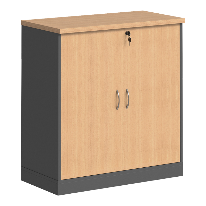 Нисък професионален офис шкаф Fesialo натурален-антрацит 80x41x80см - Image 3