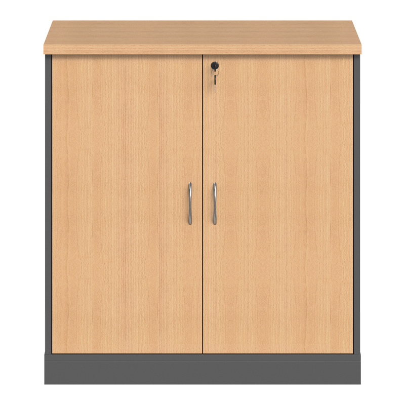 Нисък професионален офис шкаф Fesialo натурален-антрацит 80x41x80см - Image 4
