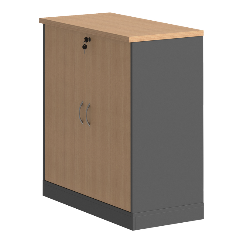 Нисък професионален офис шкаф Fesialo натурален-антрацит 80x41x80см - Image 5