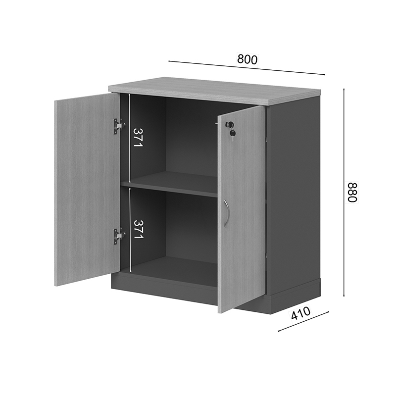 Нисък професионален офис шкаф Fesialo натурален-антрацит 80x41x80см - Image 9