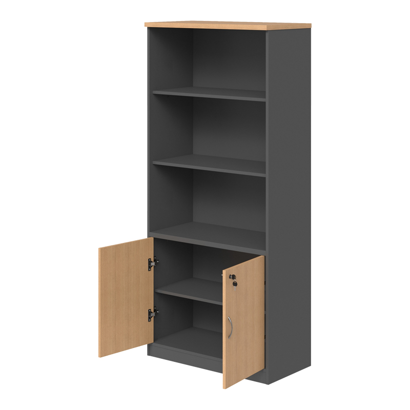 Професионална офис библиотека Fesialo естествено-антрацит 80x40x180см - Image 2