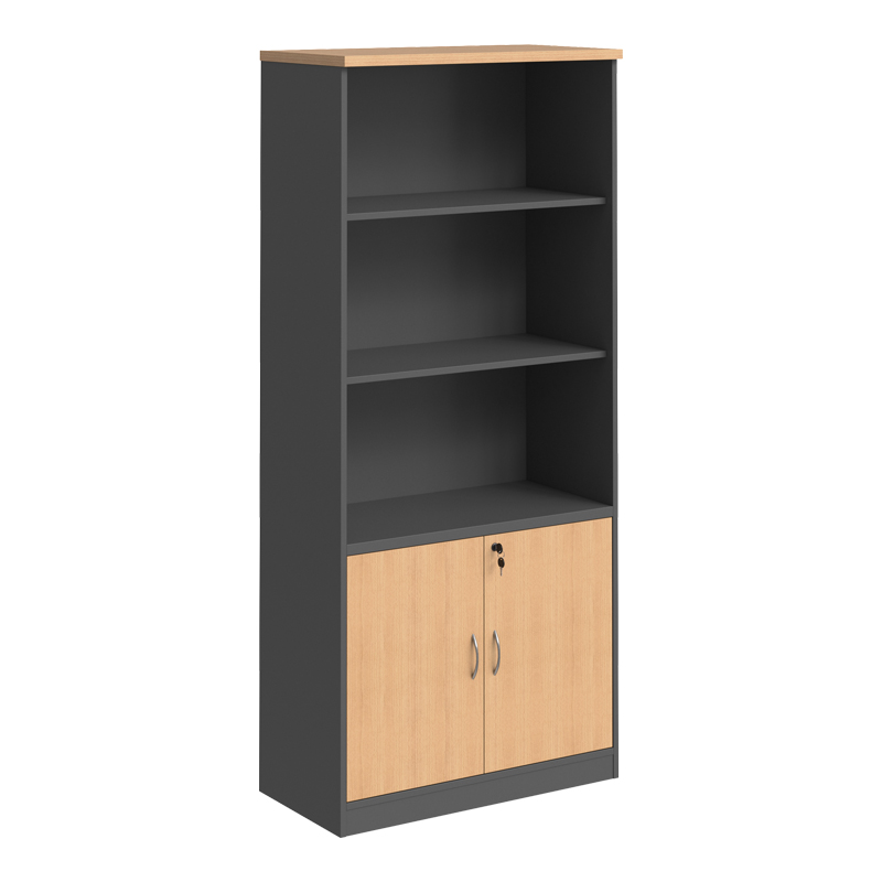 Професионална офис библиотека Fesialo естествено-антрацит 80x40x180см - Image 3