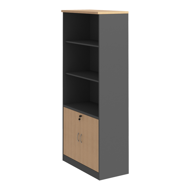Професионална офис библиотека Fesialo естествено-антрацит 80x40x180см - Image 5