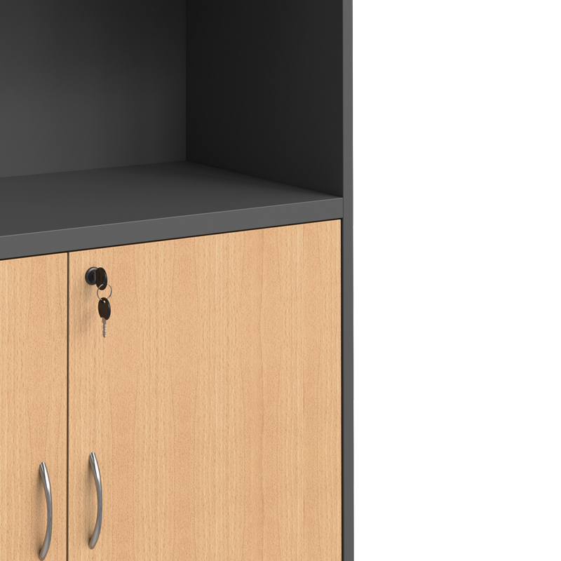 Професионална офис библиотека Fesialo естествено-антрацит 80x40x180см - Image 7
