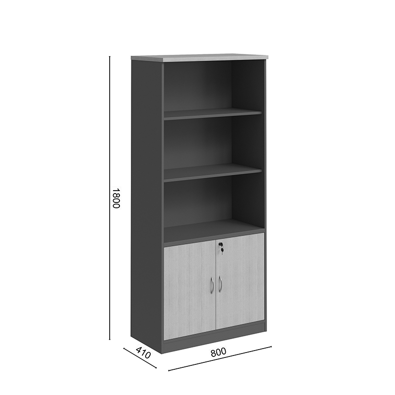 Професионална офис библиотека Fesialo естествено-антрацит 80x40x180см - Image 8