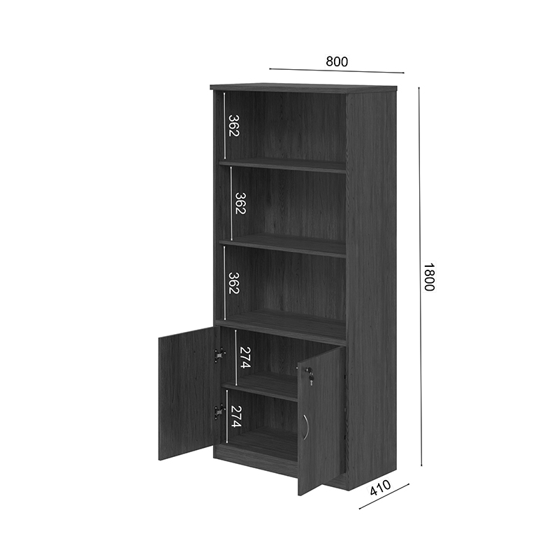 Професионална офис библиотека Fesialo венге 80x40x180см - Image 9