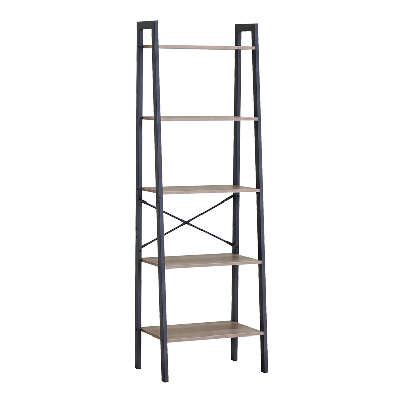 Дъбова библиотека Jebia с черен метал 56x37x172.2 см - Image 2