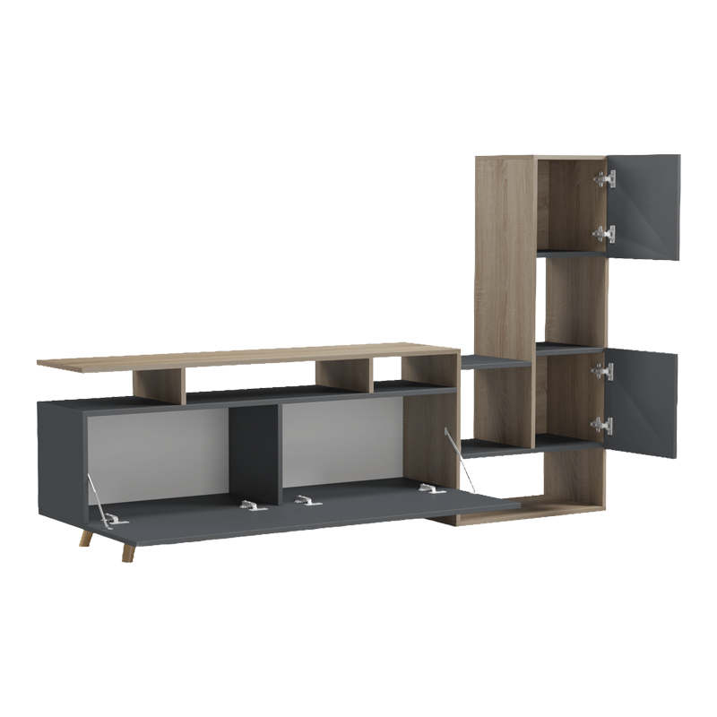 Комплект хол Defry цвят сонома-антрацит, 177.5x31.5x110см - Image 2