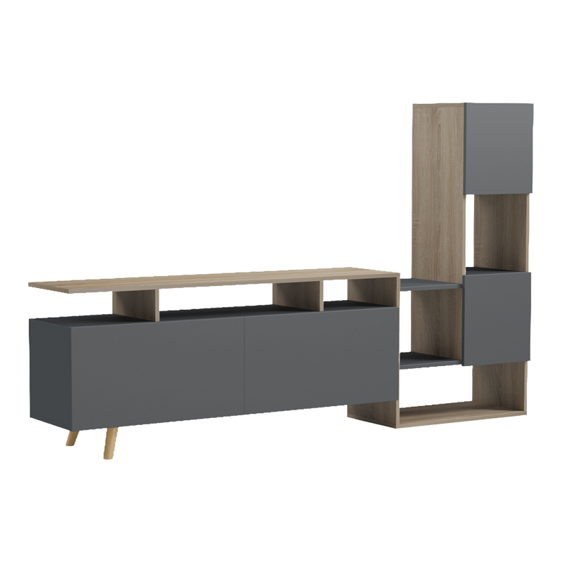 Комплект хол Defry цвят сонома-антрацит, 177.5x31.5x110см - Image 3